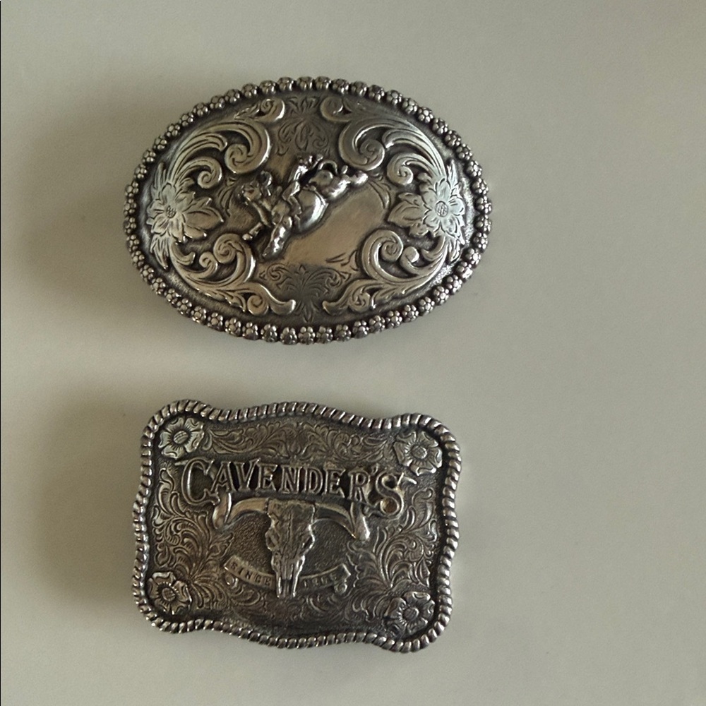 Cavender's Silver Western Belt Buckle Set CHILDRENS